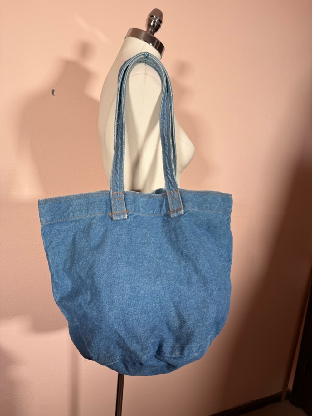 Vintage 1980’s Denim Southwestern Studded Festival Bucket Tote Bag - Picture 8 of 17